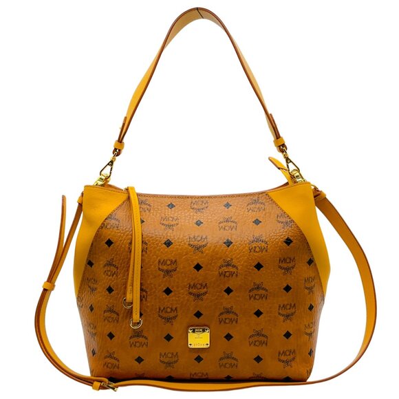 MCM Visetos Cognac Yellow Medium Klara Hobo - Picture 1 of 13
